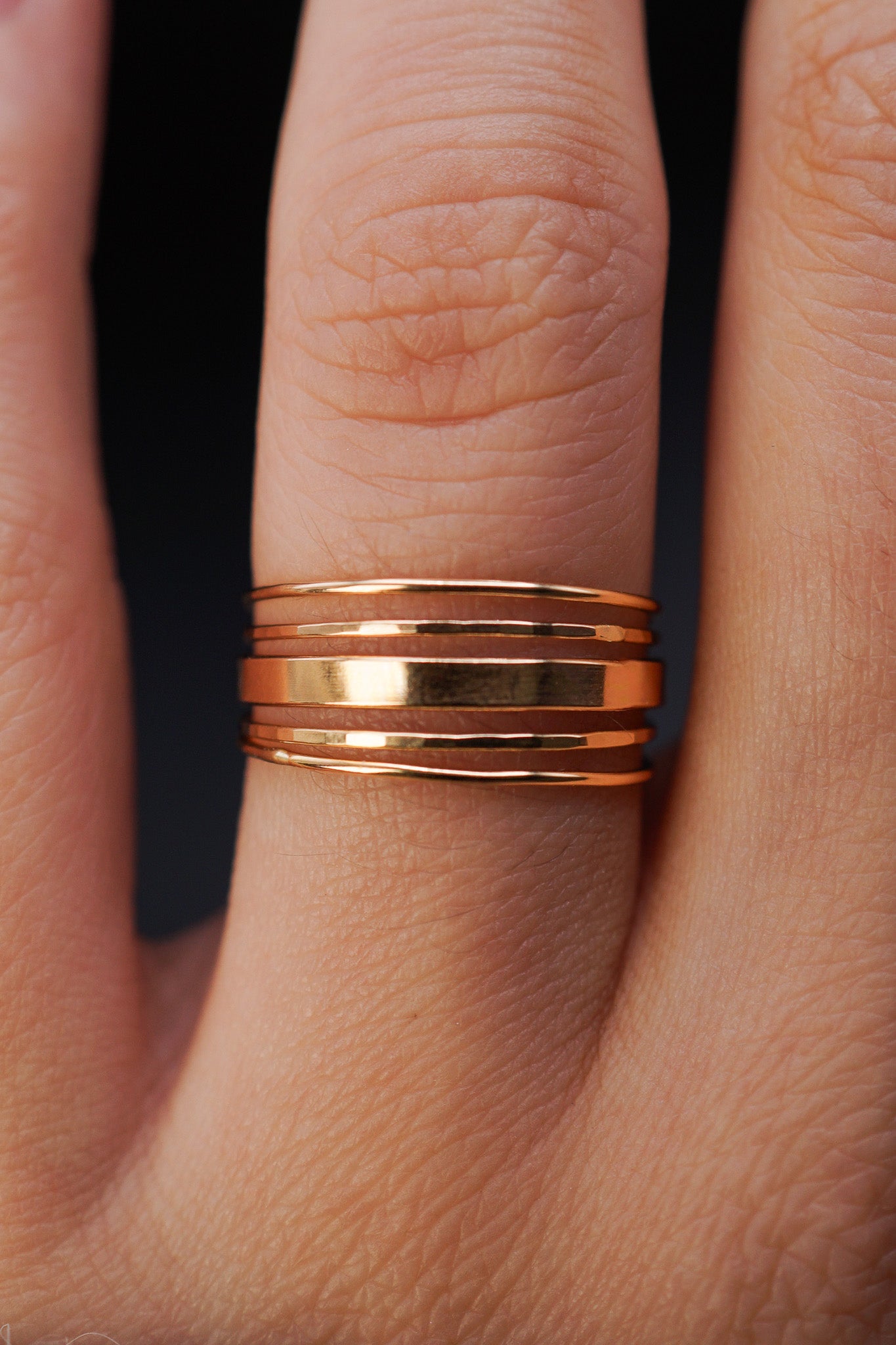 The Minimal Mirror Set of 5 Stacking Rings, Gold Fill, Rose Gold Fill or Sterling Silver