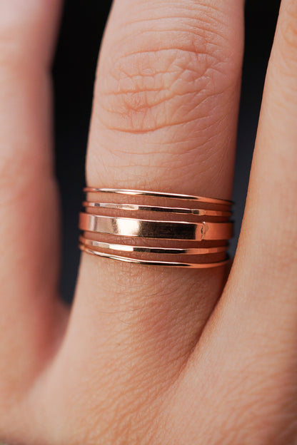 The Minimal Mirror Set of 5 Stacking Rings, Gold Fill, Rose Gold Fill or Sterling Silver