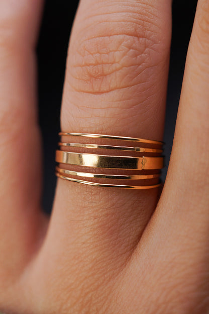 The Minimal Mirror Set of 5 Stacking Rings, Gold Fill, Rose Gold Fill or Sterling Silver