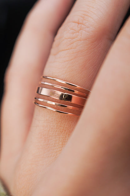 The Minimal Mirror Set of 5 Stacking Rings, Gold Fill, Rose Gold Fill or Sterling Silver