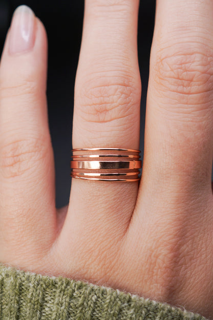 The Minimal Mirror Set of 5 Stacking Rings, Gold Fill, Rose Gold Fill or Sterling Silver