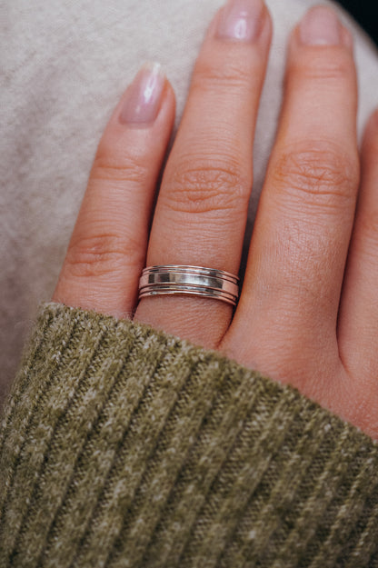 The Minimal Mirror Set of 5 Stacking Rings, Gold Fill, Rose Gold Fill or Sterling Silver