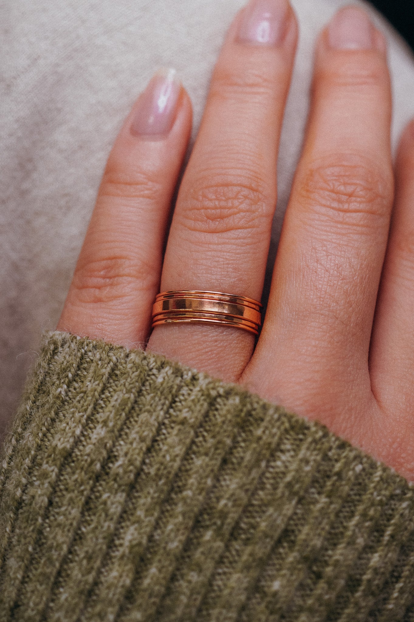 The Minimal Mirror Set of 5 Stacking Rings, Gold Fill, Rose Gold Fill or Sterling Silver