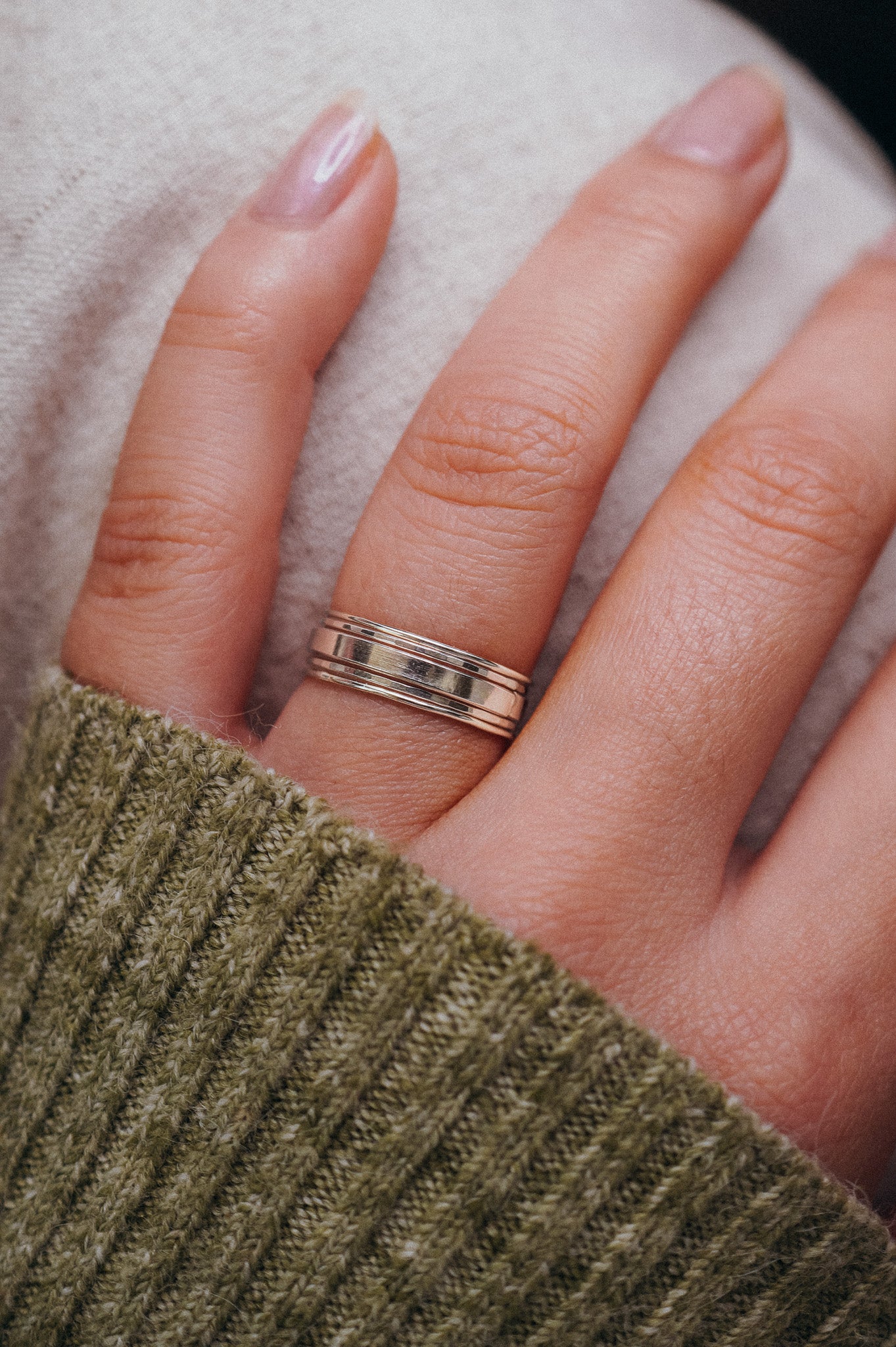 The Minimal Mirror Set of 5 Stacking Rings, Gold Fill, Rose Gold Fill or Sterling Silver