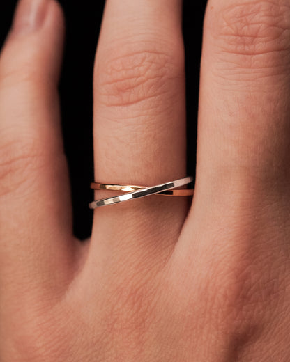 Thin Interlocking Set of 2 Rings, Mixed Metals