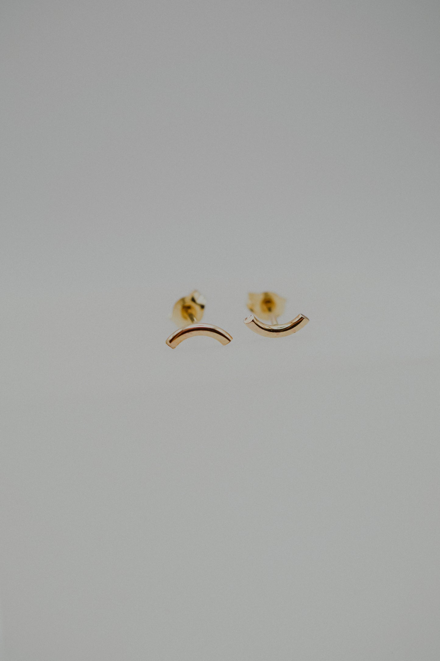 Tiny Arc Stud Earrings in Solid 14k Gold or Rose Gold