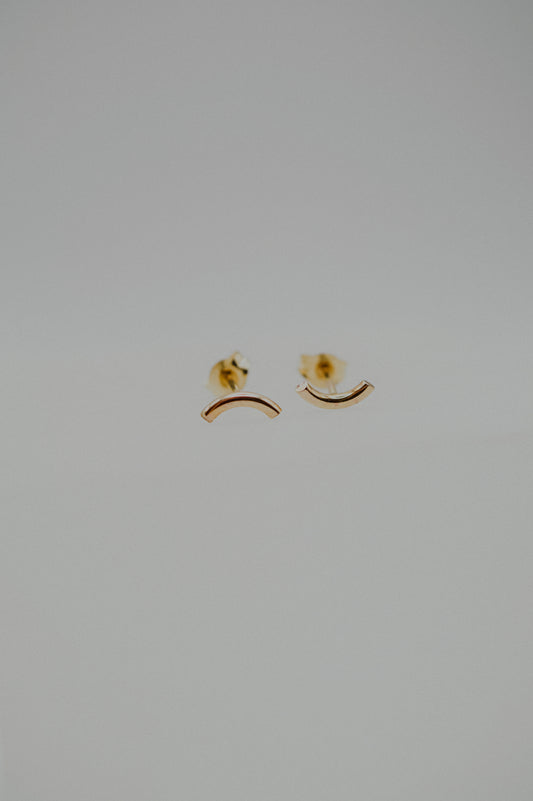 Tiny Arc Stud Earrings in Solid 14k Gold or Rose Gold