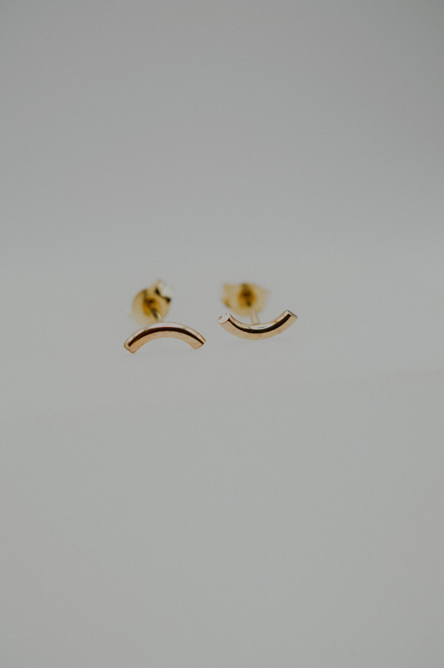 Tiny Arc Stud Earrings in Solid 14k Gold or Rose Gold