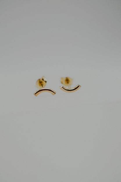 Tiny Arc Stud Earrings in Solid 14k Gold or Rose Gold