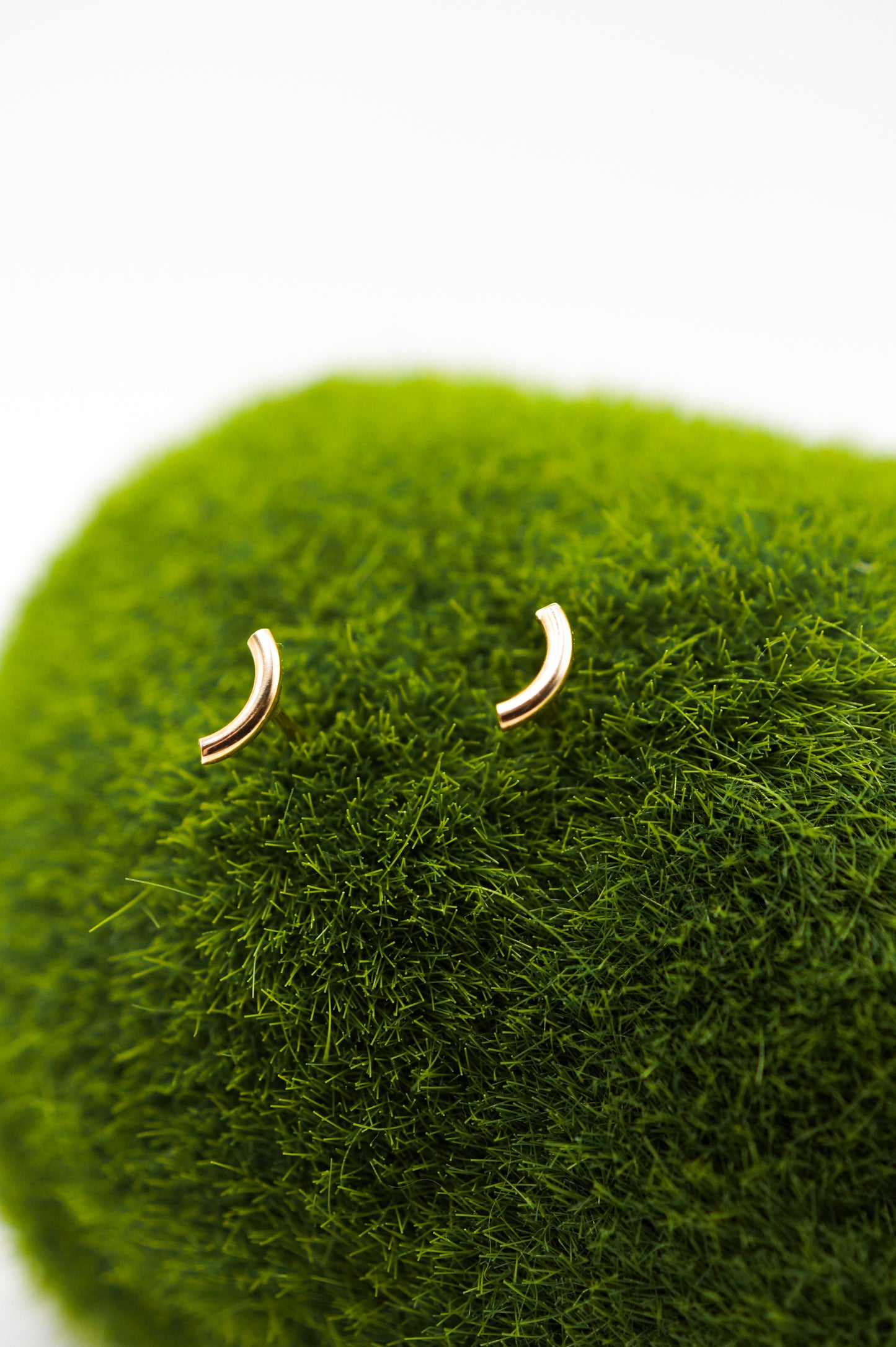 Tiny Arc Stud Earrings in Solid 14k Gold or Rose Gold