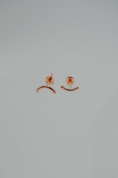 Tiny Arc Stud Earrings in Solid 14k Gold or Rose Gold