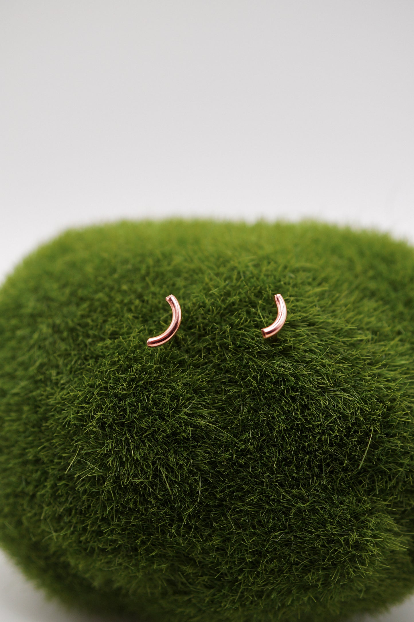Tiny Arc Stud Earrings in Solid 14k Gold or Rose Gold