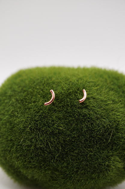Tiny Arc Stud Earrings in Solid 14k Gold or Rose Gold