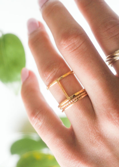 Cage & Twist Set of 3 Stacking Rings, Gold Fill, Rose Gold Fill or Sterling Silver