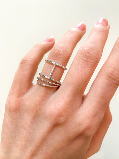 Cage & Twist Set of 3 Stacking Rings, Gold Fill, Rose Gold Fill or Sterling Silver