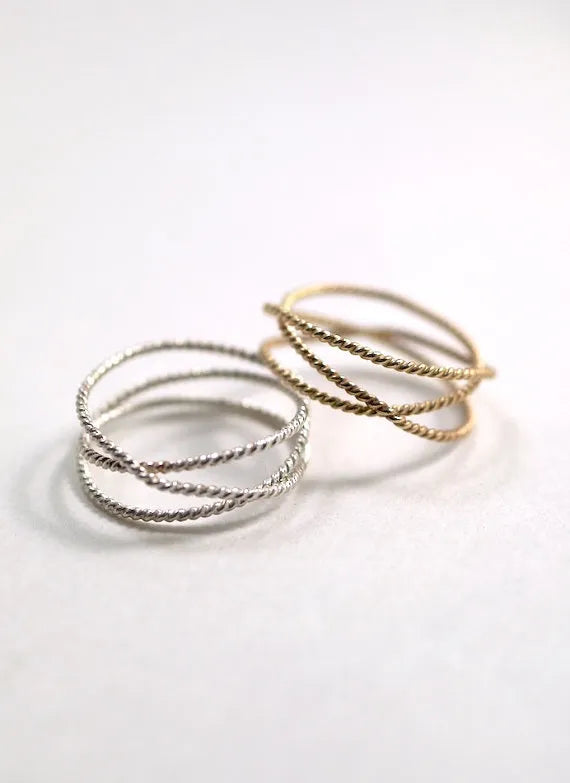Twist Wraparound Ring, Solid 14K Gold