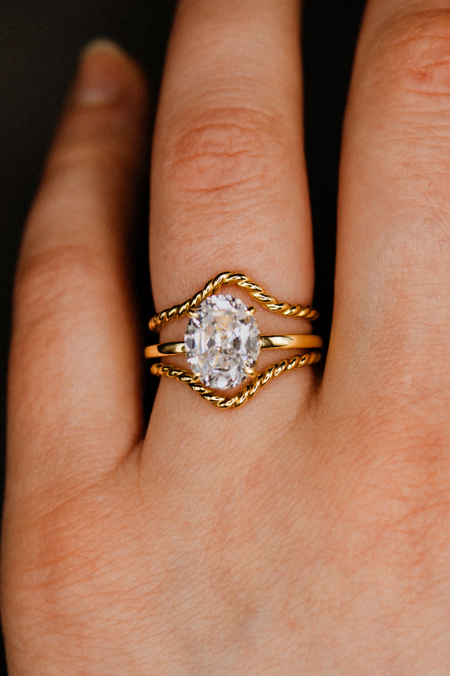 Twist Teardrop Set of 2 Stacking Rings in Gold, Rose Gold or Silver