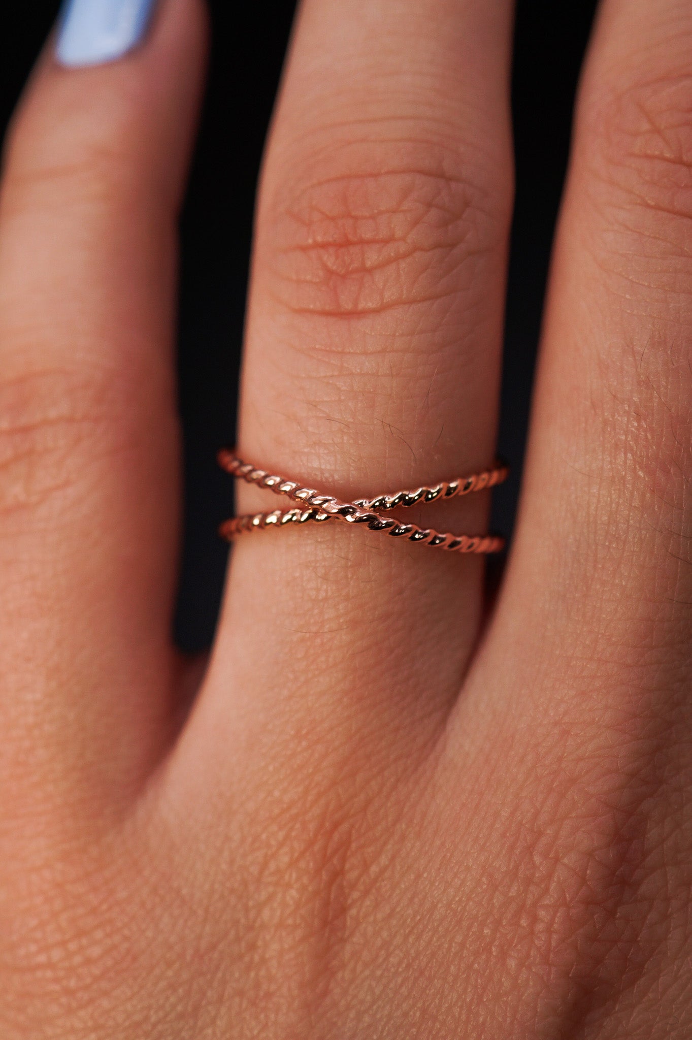 Twist X-Ring, 14K Rose Gold Fill