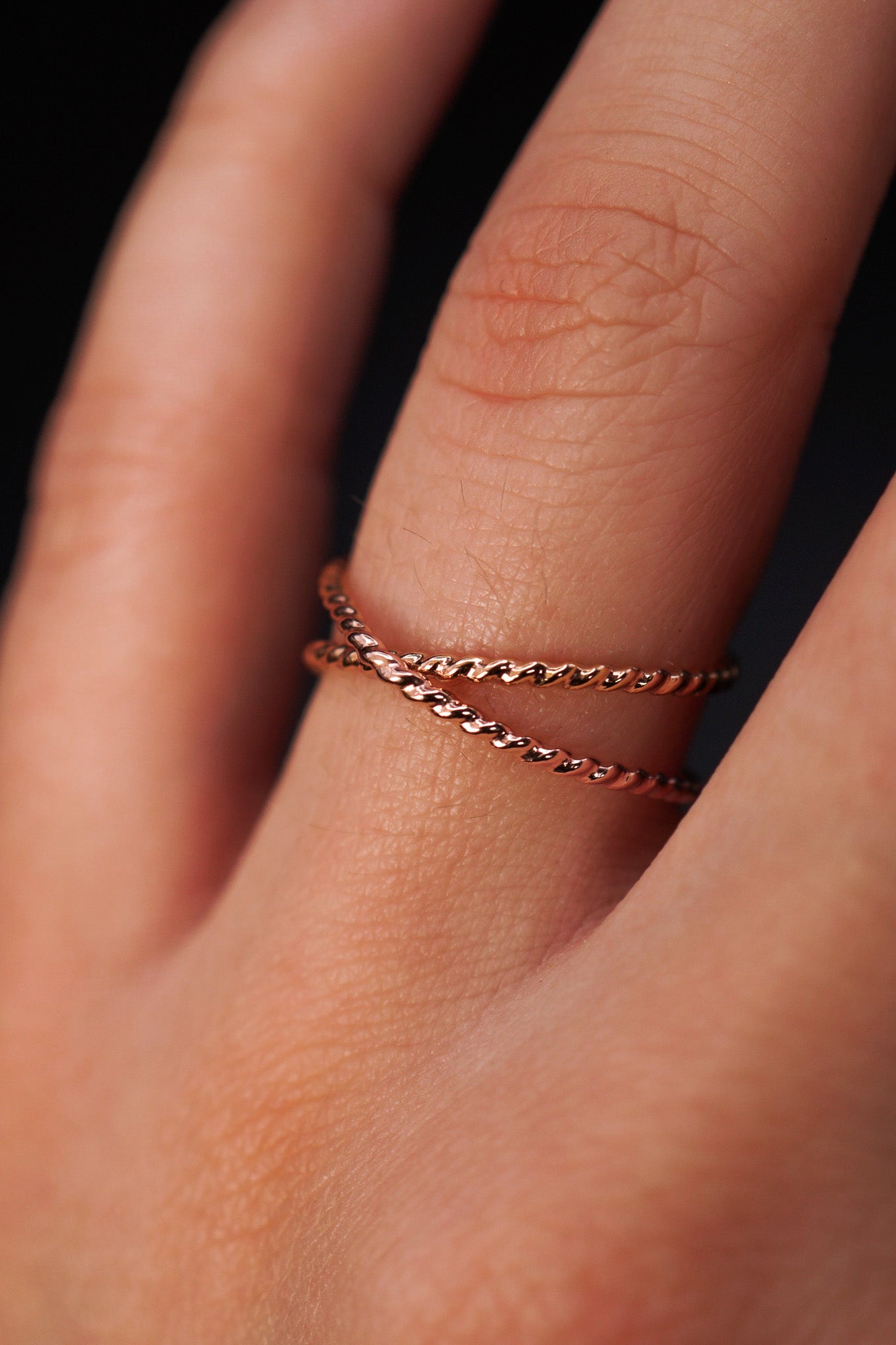 Twist X-Ring, 14K Rose Gold Fill