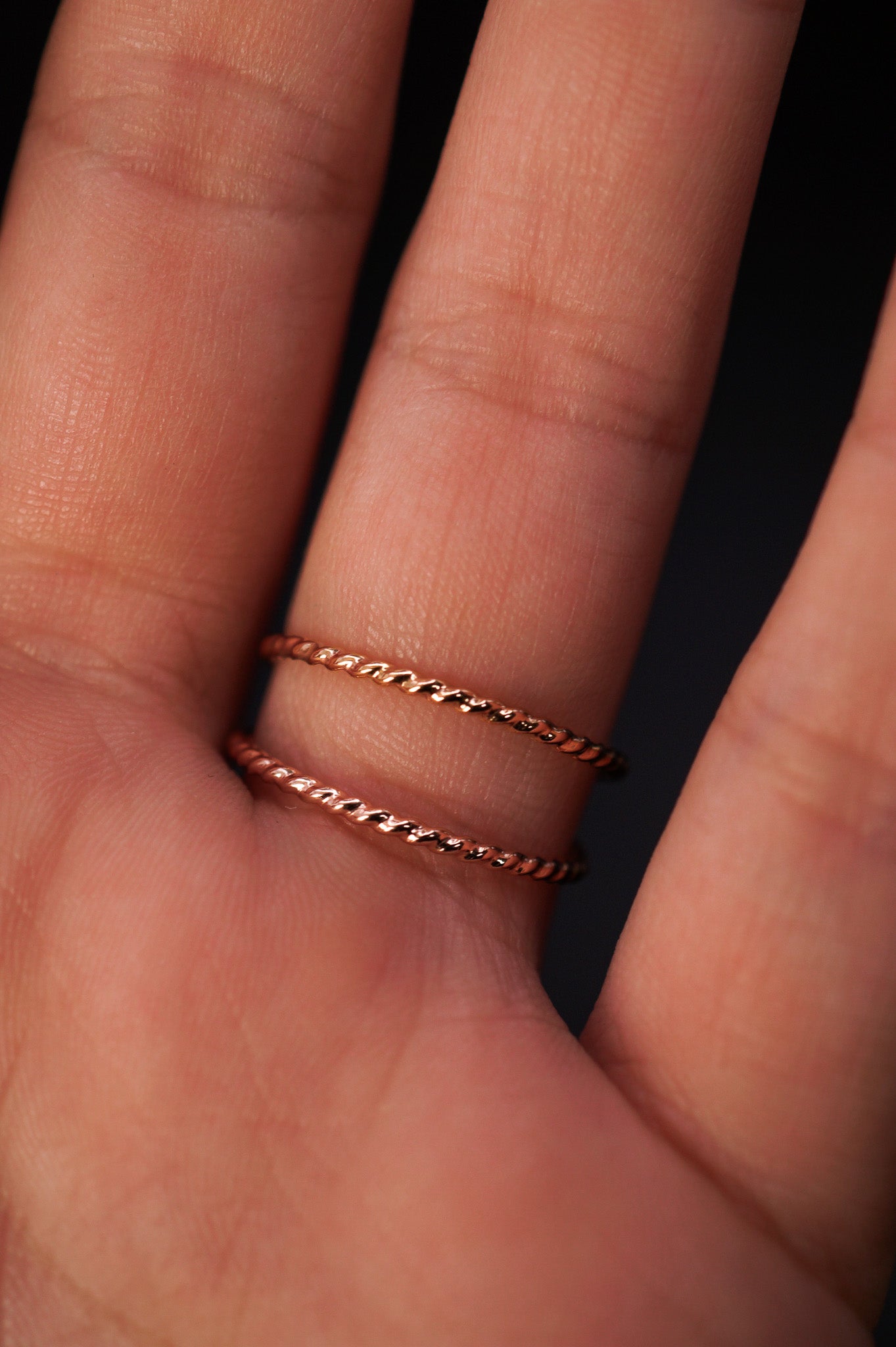 Twist X-Ring, Solid 14K Rose Gold