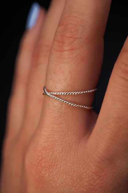 Twist X-Ring, Sterling Silver