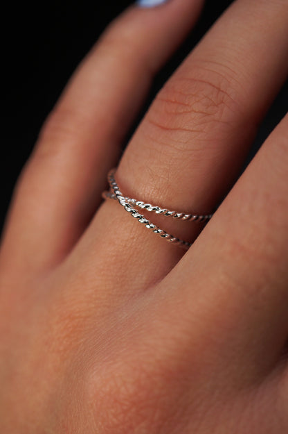 Twist X-Ring, Sterling Silver