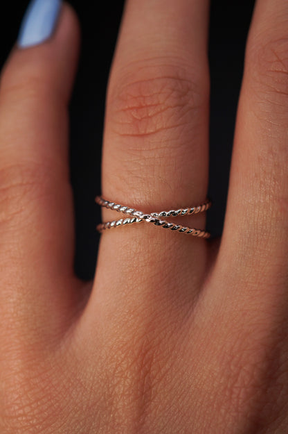 Twist X-Ring, Sterling Silver