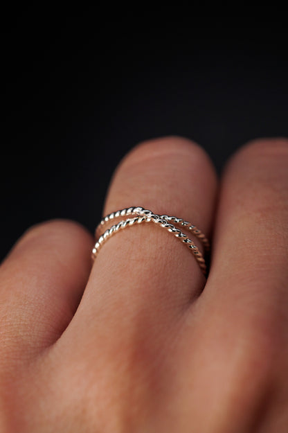 Twist X-Ring, Sterling Silver