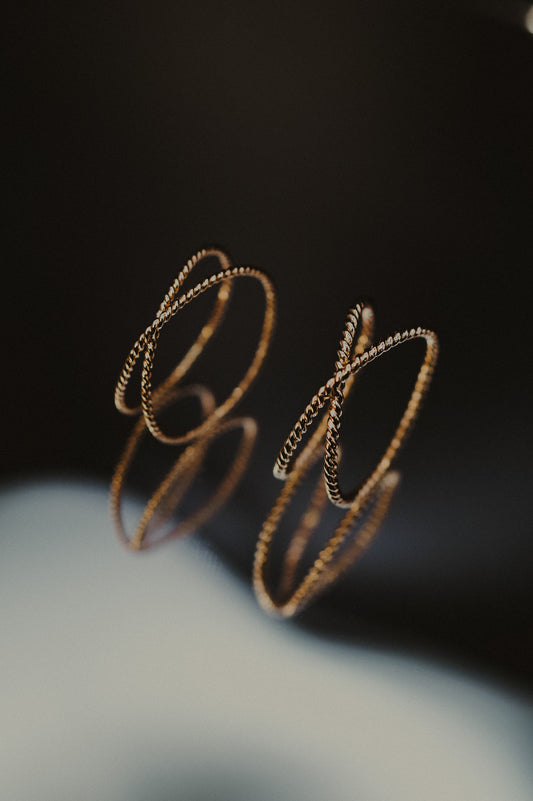 Twist X-Ring, Solid 14K Gold