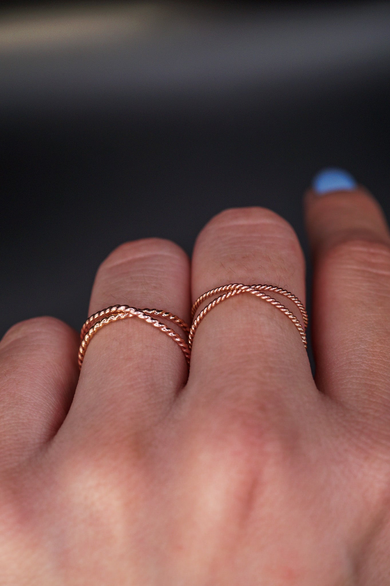 Twist X-Ring, Solid 14K Rose Gold