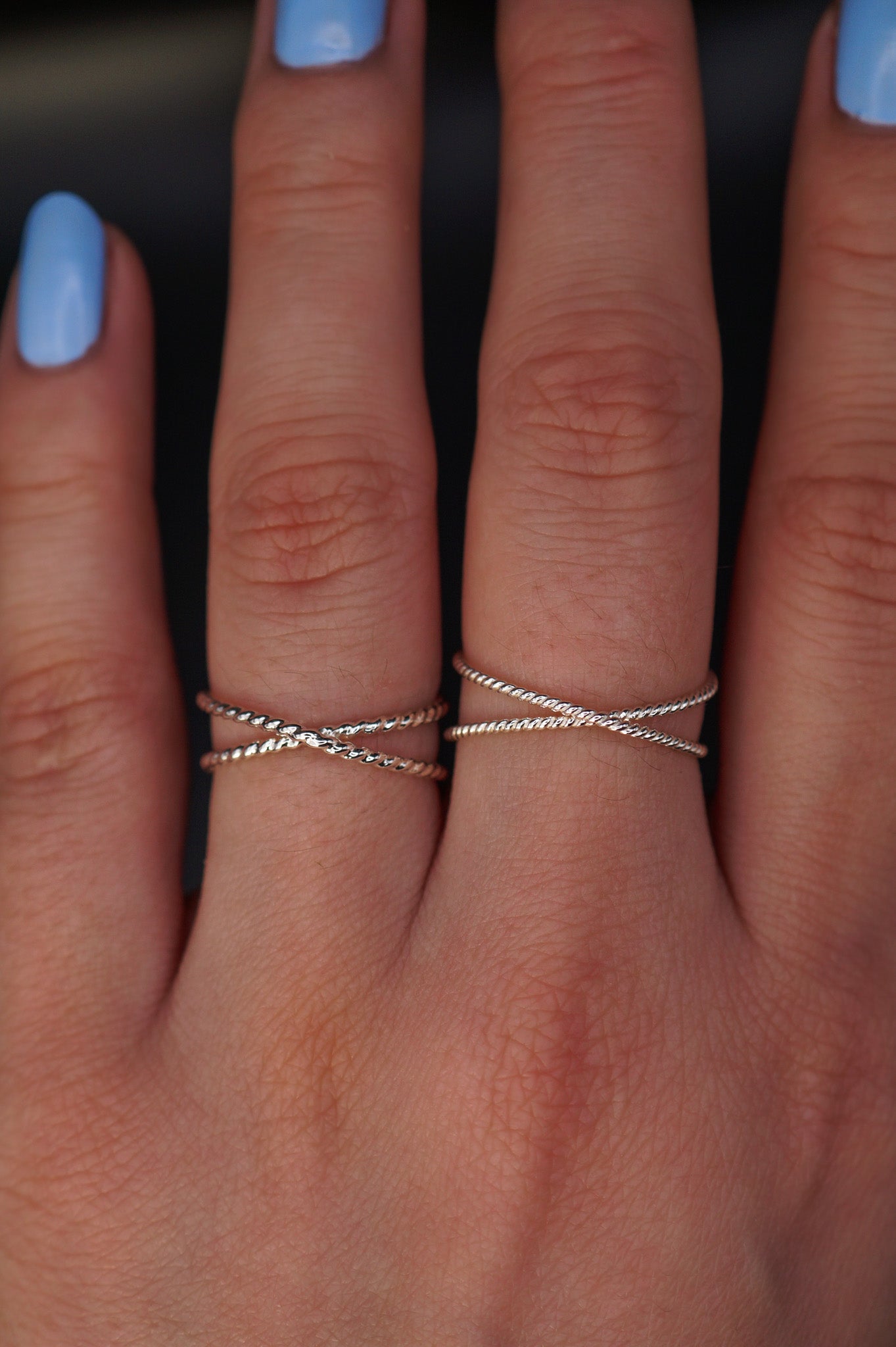 Twist X-Ring, Sterling Silver