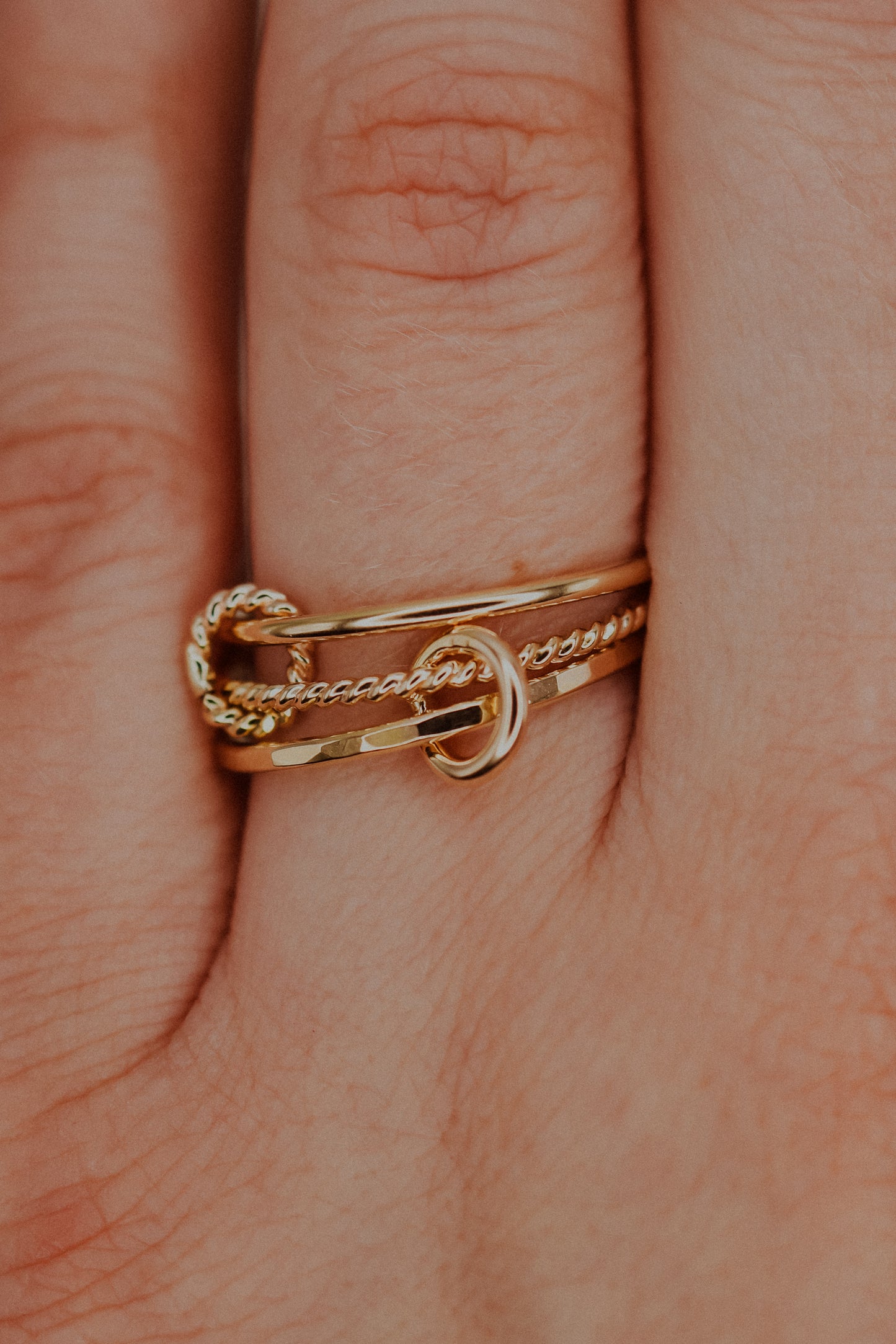 Twist Ladder Link Ring, 14K Gold Fill