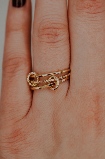 Twist Ladder Link Ring, 14K Gold Fill