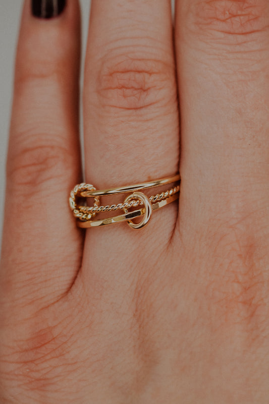 Twist Ladder Link Ring, 14K Gold Fill