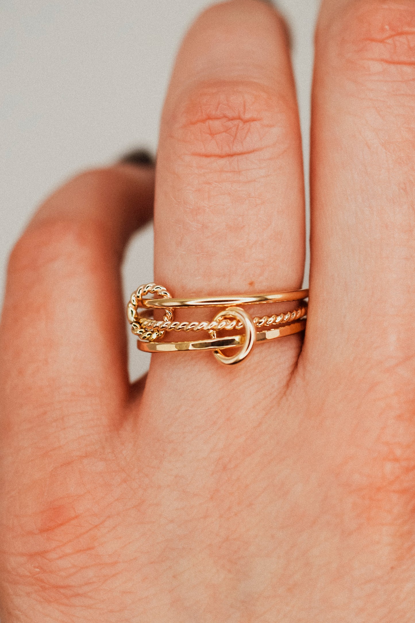 Twist Ladder Link Ring, 14K Gold Fill