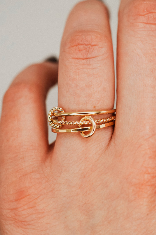 Twist Ladder Link Ring, 14K Gold Fill