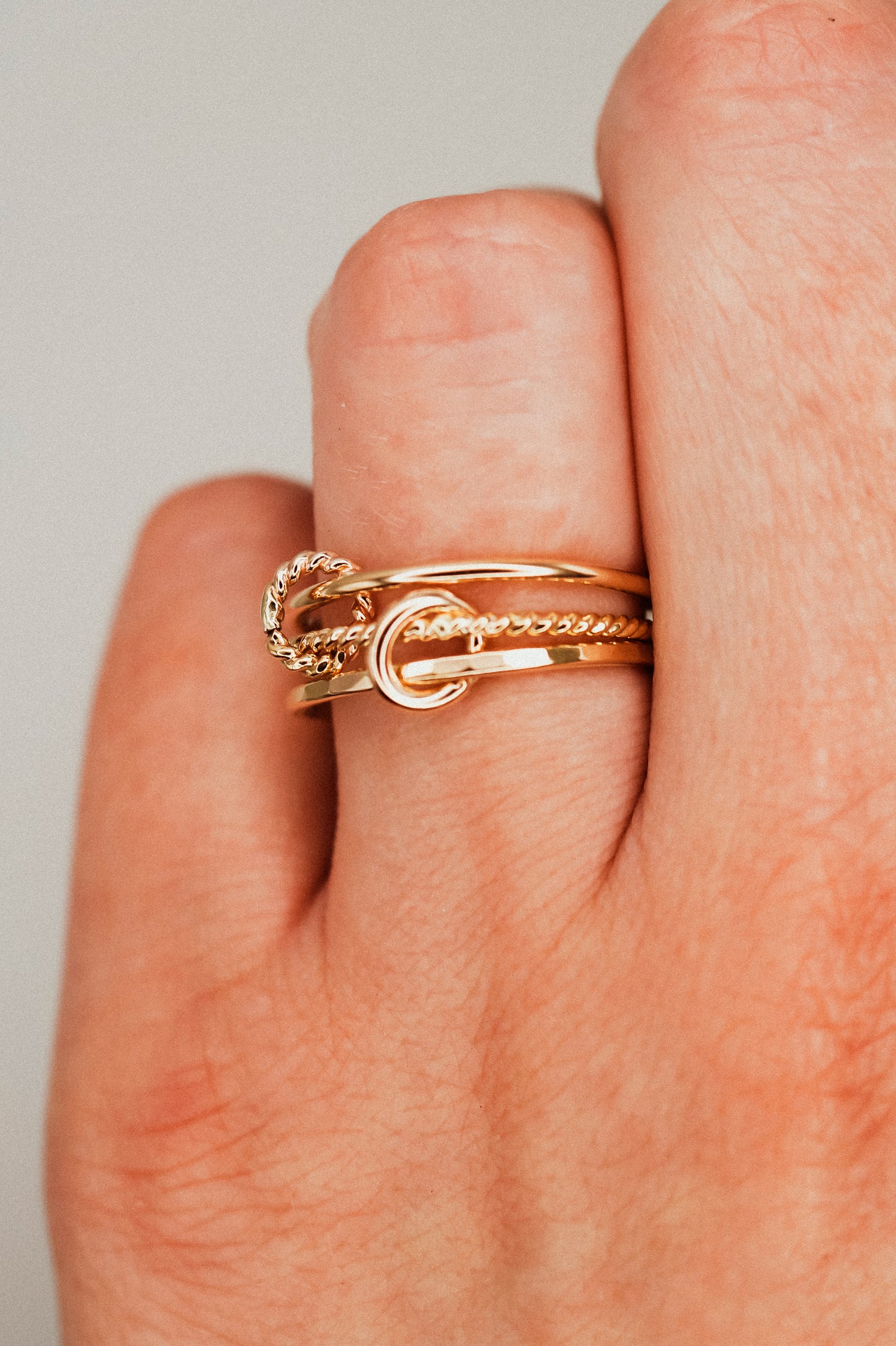 Twist Ladder Link Ring, 14K Gold Fill