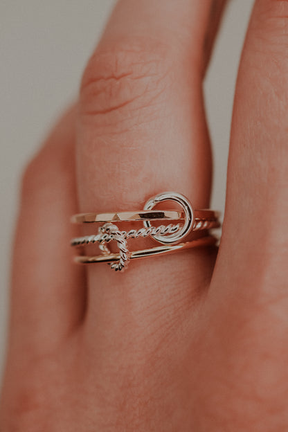 Twist Ladder Link Ring, Mixed Metal