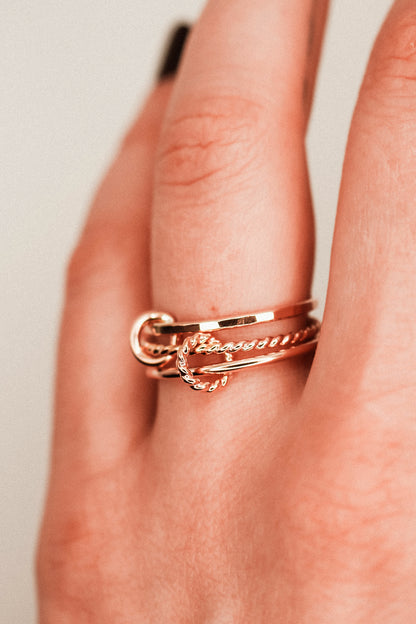 Twist Ladder Link Ring, 14K Rose Gold Fill