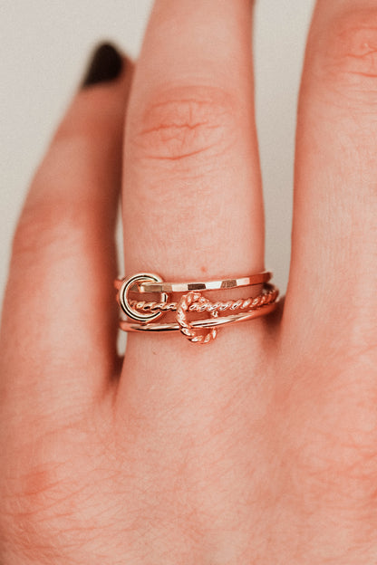 Twist Ladder Link Ring, 14K Rose Gold Fill