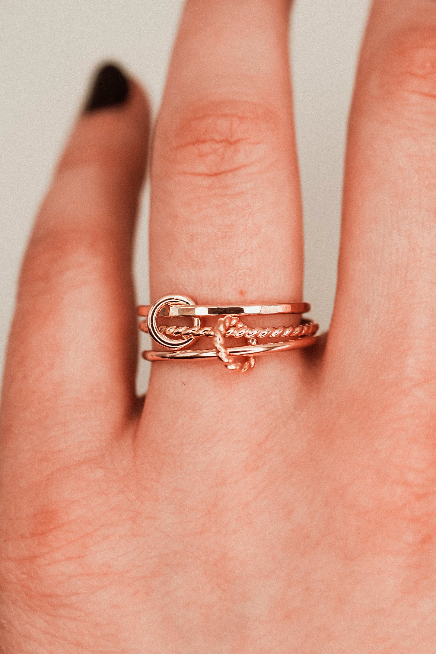 Twist Ladder Link Ring, 14K Rose Gold Fill