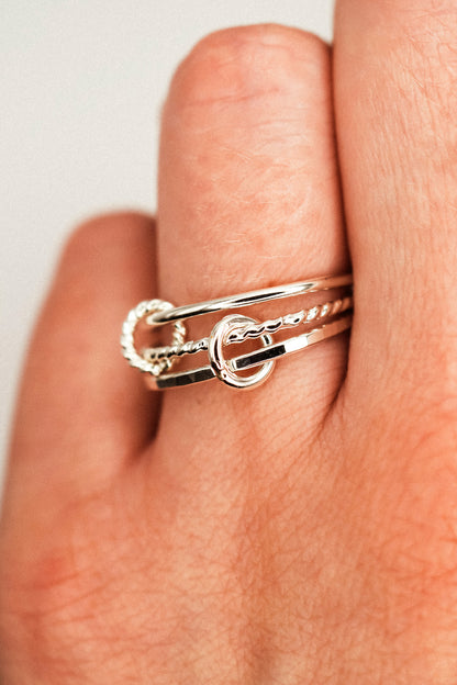Twist Ladder Link Ring, Sterling Silver