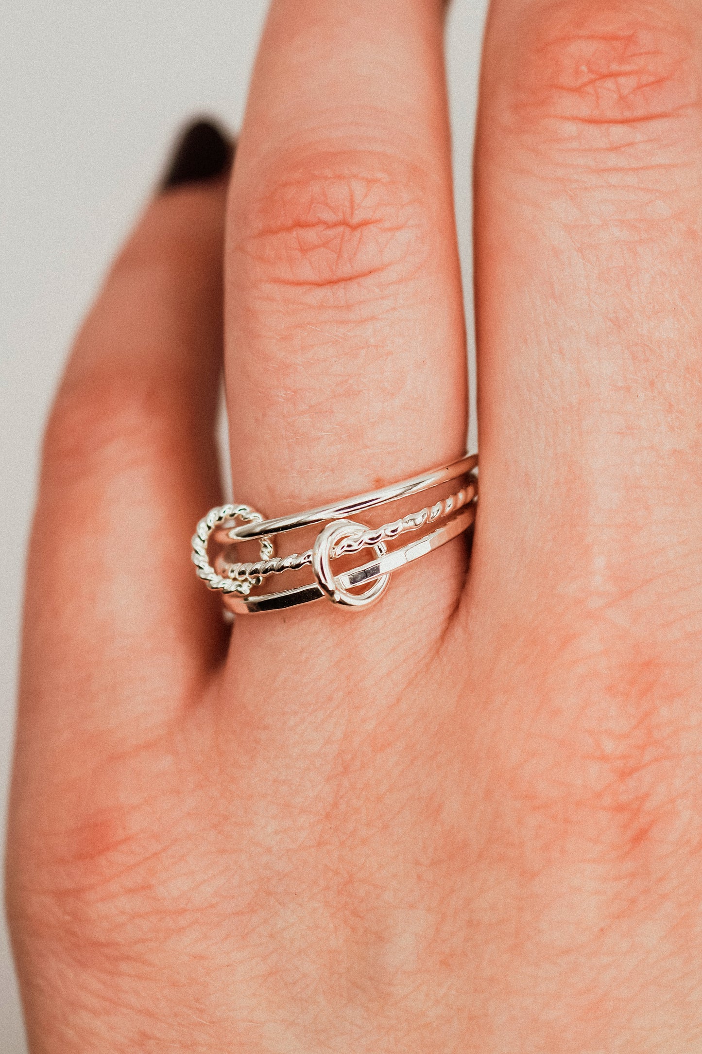 Twist Ladder Link Ring, Sterling Silver