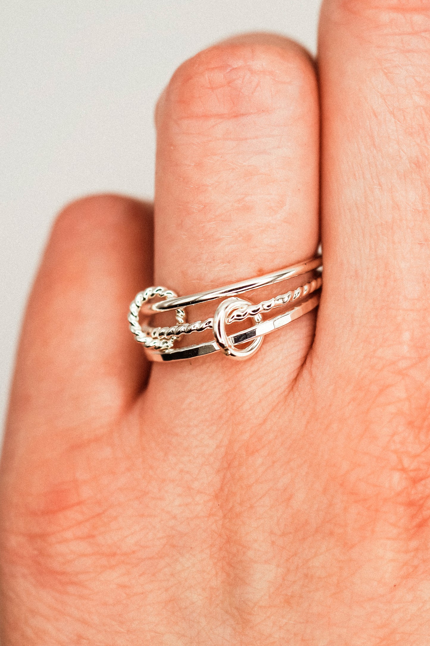 Twist Ladder Link Ring, Sterling Silver