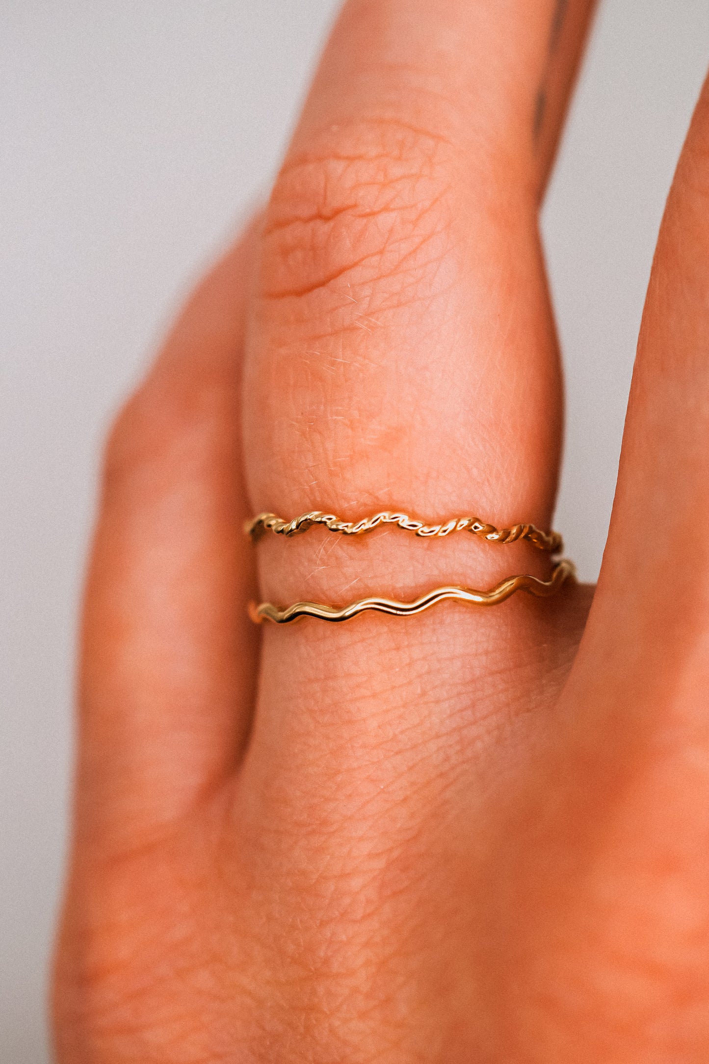 Twist Squiggle Ring Set of 2, 14K Gold Fill