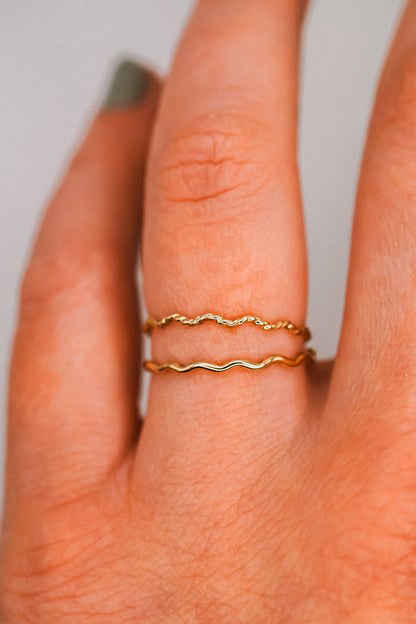Twist Squiggle Ring Set of 2, 14K Gold Fill