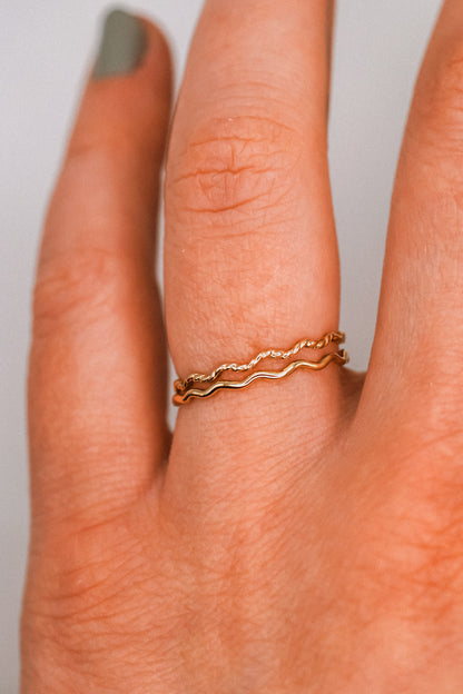 Twist Squiggle Ring Set of 2, 14K Gold Fill