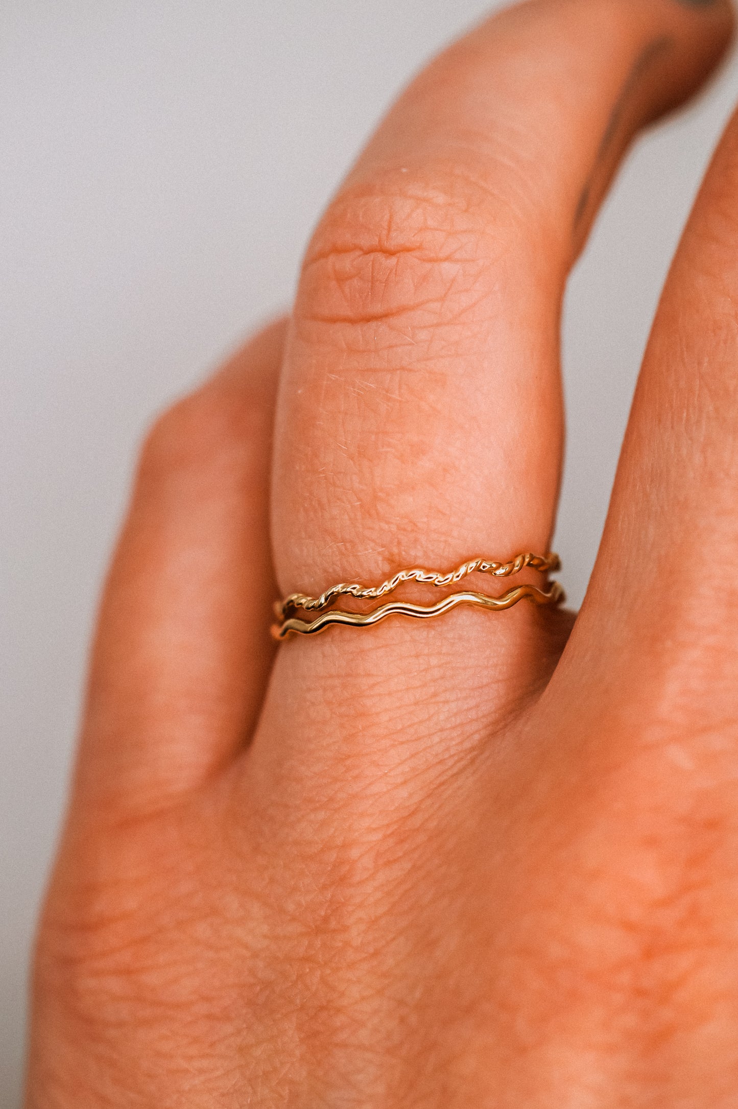 Twist Squiggle Ring Set of 2, 14K Gold Fill