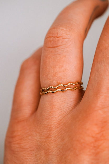 Twist Squiggle Ring Set of 2, 14K Gold Fill