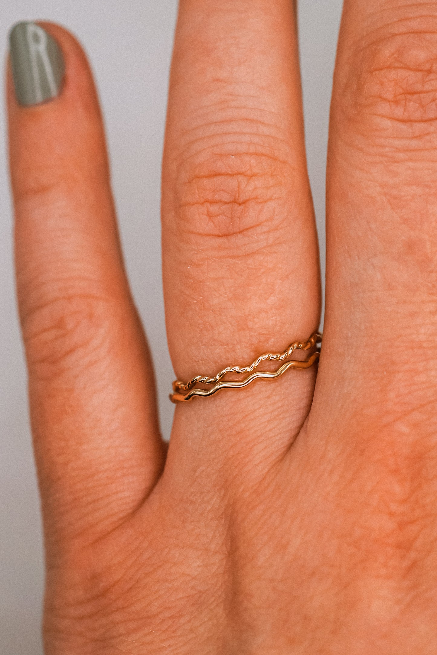 Twist Squiggle Ring Set of 2, 14K Gold Fill